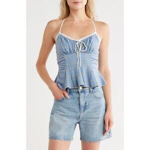 NWT! Free People Sammi Floral Camisole in Allure Blue Combo Size Large